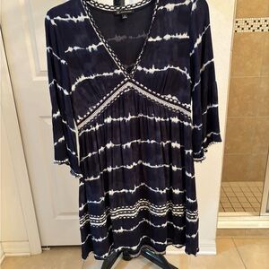 Navy and White Women's boho dress